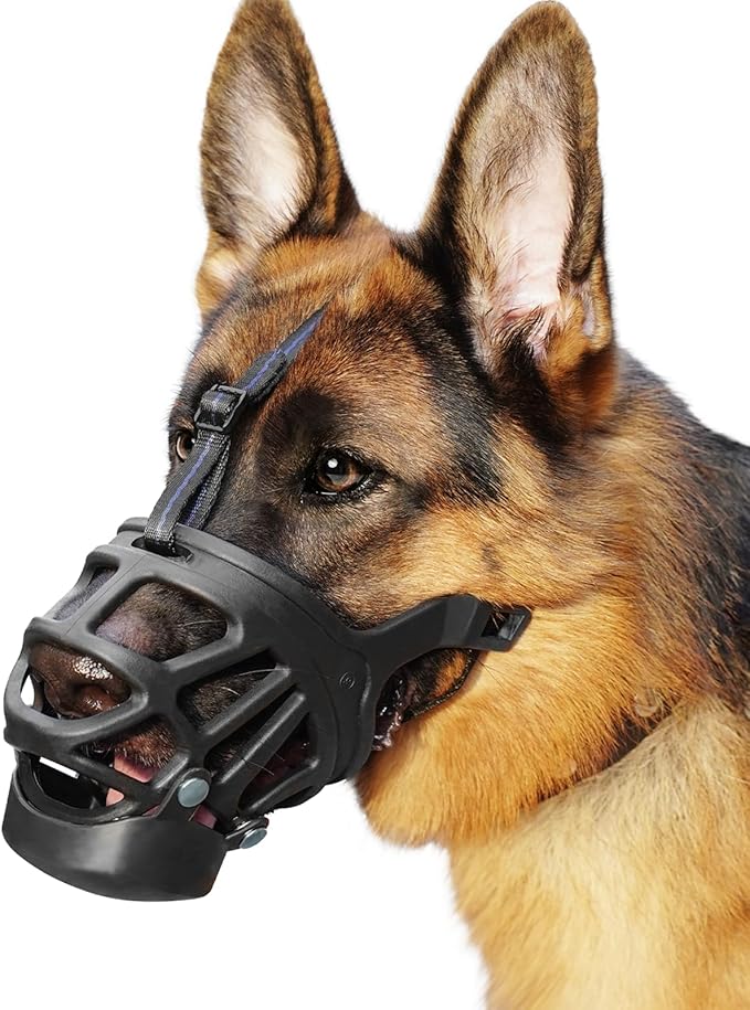 BARKLESS Basket Muzzle for Dogs, Humane Muzzle to Prevent Biting and Scavenging, Snap-on Treat Cover Helps Dog Acclimatize Mouth Cover, Adjustable Cage Muzzle for Positive Training