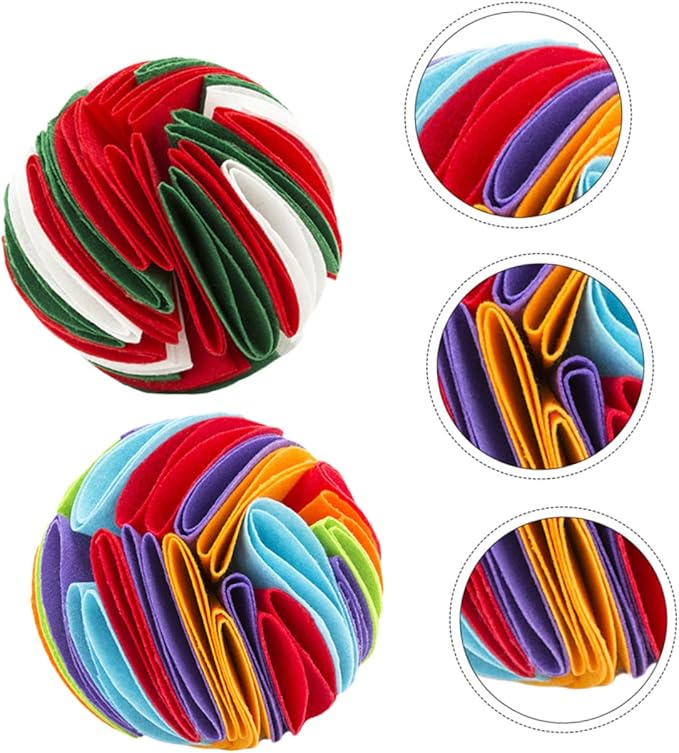 Didiseaon 2pcs Pet Dog Sniff Training Balls Interactive Snuffle Toy for Puppies Chewing Fun Encourages Foraging Skills Diameter White Red Green