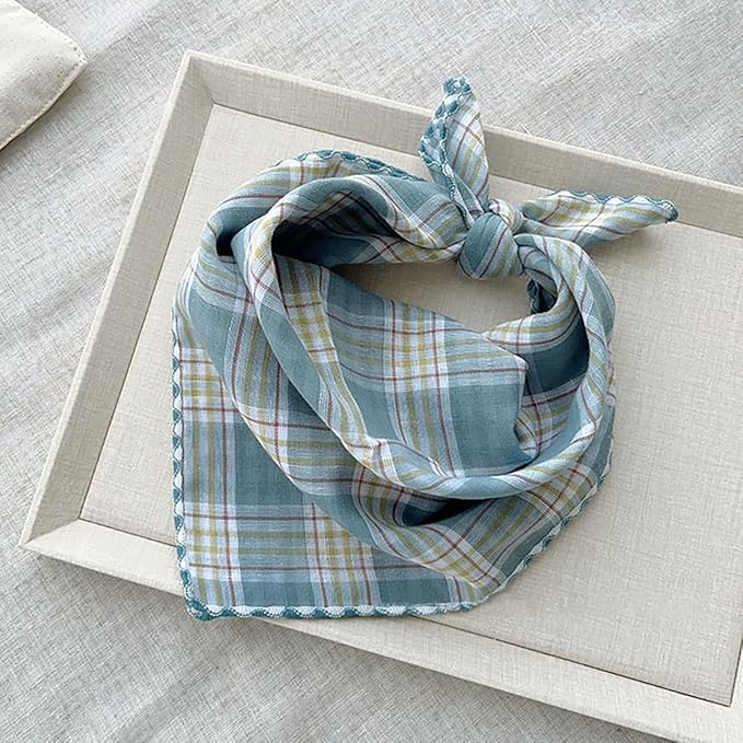 Double Layers Two Tones Dog Cotton Square Bandana Bibs Scarf Kerchief for Small Medium Dogs Boy or Girl - DCB12 G&W