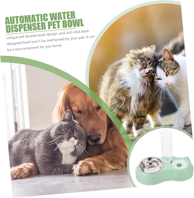 Luxshiny 1Set Pet Dual Feeder Automatic Dog Water Food Dispenser Non Slip Base Opaque Design for Freshness for Dogs and Cats
