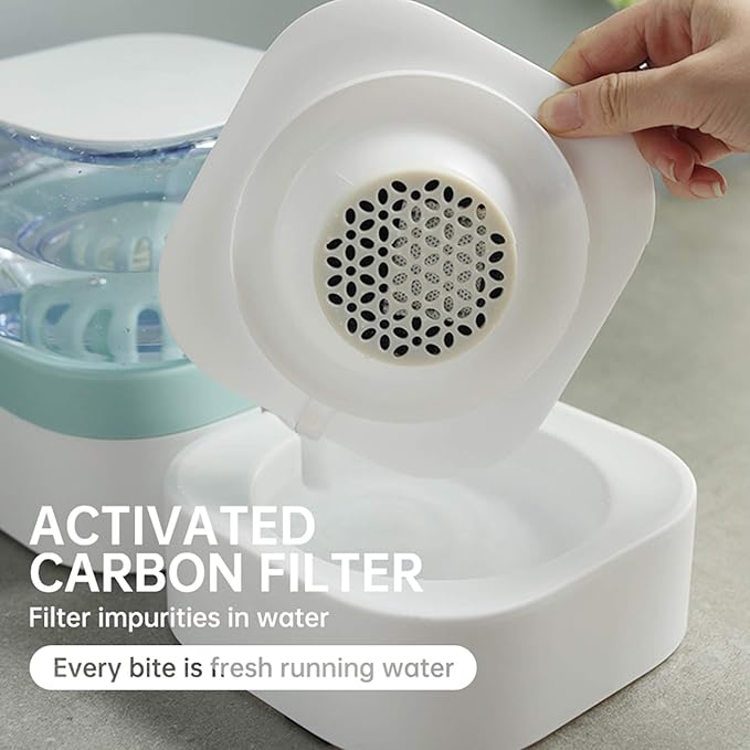 Automatic Pet Water Dispenser 1.8L Cats Dogs Food Water Feeder Dispenser Foutains Bowls with Detachable No-Spill Waterer and Stainless Steel Feeder Bowl for Pets Puppy Kitten