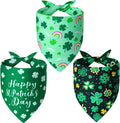 St. Patrick's Day Dog Bandanas Large 3PCS, 6 Pattern Green Scarf for Boy and Girl, Triangle Reversible Bibs Breed for Puppy Pets
