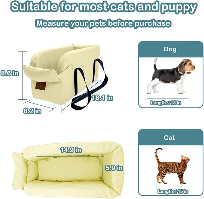 Dog Car Seat Centre Console Dog Booster Seat Dogs Console Car Seat for Dogs Cats Pets Up to 13lbs