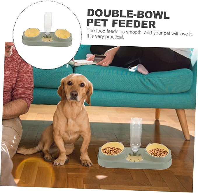 Mipcase Pet Double Bowl Feeder Automatic Dispenser Dog Cat Food and Water Dispenser Random Style