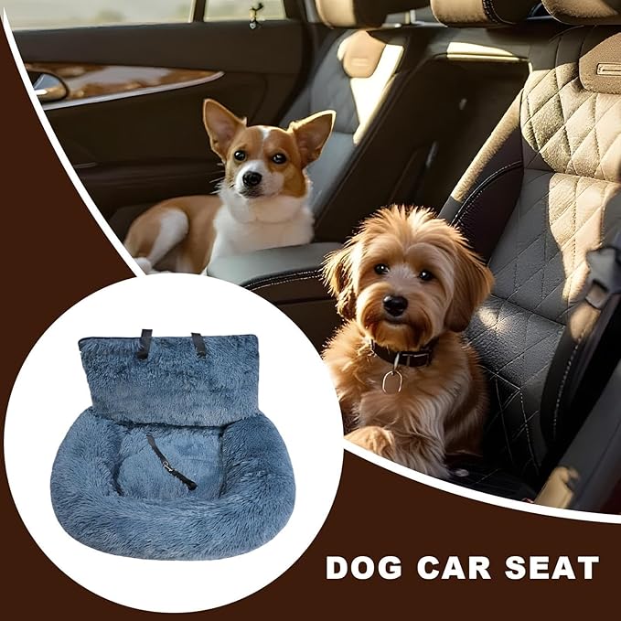 Dog Car Seat,Plush Puppy Car Seat Cushion | Washable Cushion Comfortable Travel Bed for Vehicle Truck Camping Adventures Vet Visit Daily Commuting Traveling