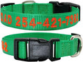 Custom Dog Collar Personalized Embroidery Cat Puppy Collar Nylon Pet Collars Engrave DIY Phone Name ID for Small Big Large Dog Green S