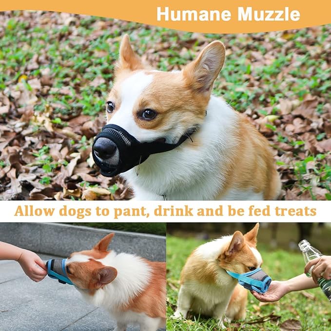 Mayerzon Dog Muzzle with Adjustable Strap to Prevent Biting Fierce Barking and Chewing, Air Mesh Breathable Pet Muzzles for Small Medium Large Dogs