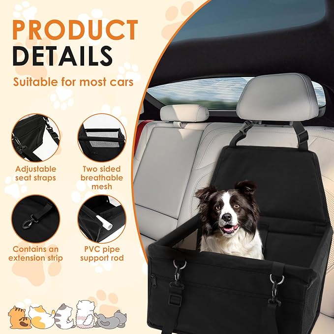 Oxford Cloth Car Pet Booster Seat Adjustable Strap Large Capacity Car Dog Bag Carrier W Safety Lock for Puppy Cat Travel