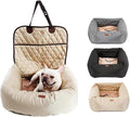 Dog Car Seat Booster for Small Dogs and Cats, Waterproof Quilted Nylon Pet Travel Bed, Durable Anti-Slip Car Seat Protector, Beige/Black/Grey, 60x50x18cm(Black)