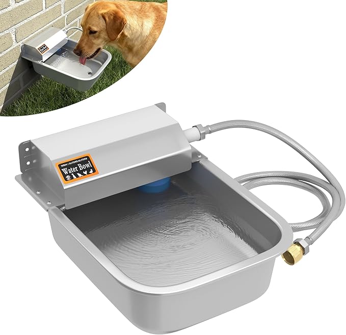 Automatic 304 Stainless Steel Dog Water Dispenser | 101oz/3L High-Volume Outdoor Pet Feeder | Auto-Fill, Anti-Tip, Wall/Ground Mount & Effortless-Clean Design