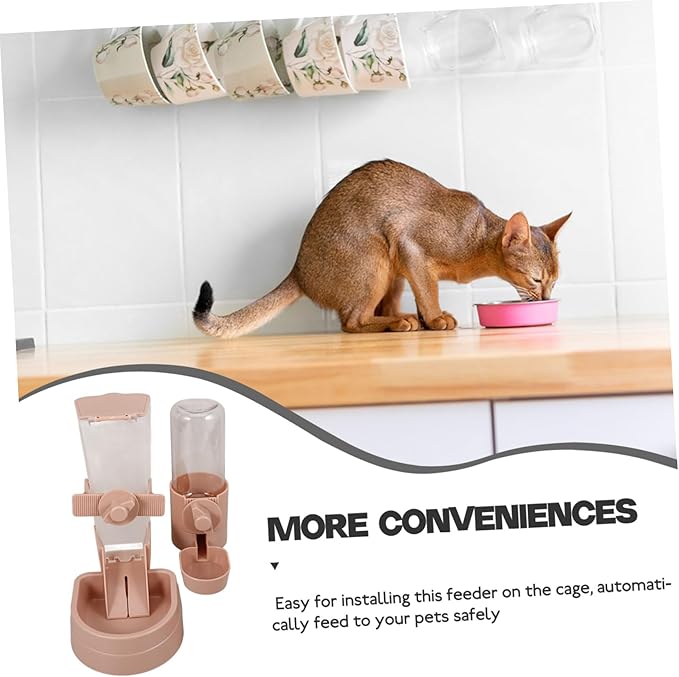 Happyyami 1Set Hanging Automatic Pet Feeder and Water Dispenser Design for Cats and Dogs Stable Non Tip Structure and Lightweight Pet Water Fountain