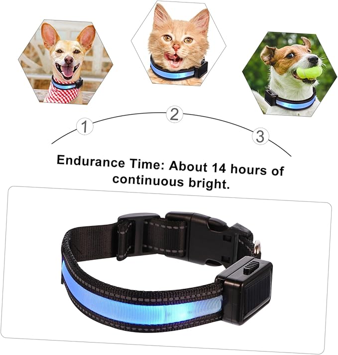 Happyyami Led Solar Collar for Dogs Night Safety Pet Supplies Cute Dog Collar USB Rechargeable