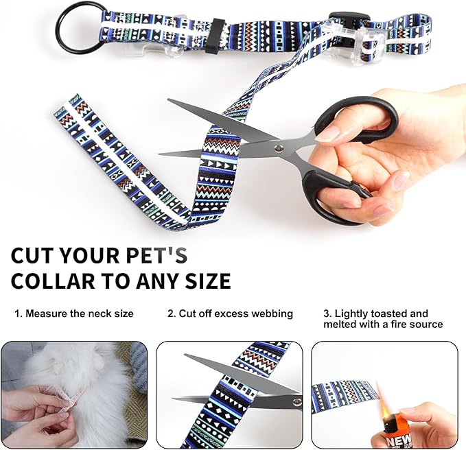 Light Up Dog Collars,LED Dog Collar Rechargeable Waterproof,2-in-1 Buckle Type Glow Dog Collar for Medium Large Dogs.XL(Bohemian Blue)