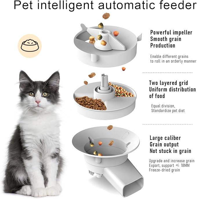 YOXIER Automatic Cat Feeder, 5L Cat Food Dispenser, Smart Scale Tracking, Custom Feeding Schedules, 5L Capacity for Cats & Small Dogs, Stainless Steel Bowl, Desiccant Bag, Dual Power Supply 1 Set