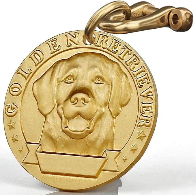 Vintage Pure Copper Personalized Dog ID Tags, Custom Engraved Name Tags, Three-Dimensional Relief Pet Pattern, Lettering on The Front and Back, 1 Count