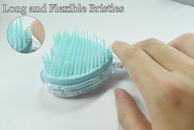 Soft Dog Brush for Small Dogs - Gentle Puppy Massaging Brush for Shih Tzus, Yorkies, Maltipoos, Maltese, Cats & Rabbits - Love Shape Design for All Hair Types (Blue)