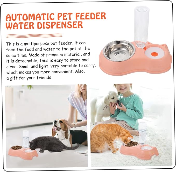 1set Automatic Pet Feeder Water Dispenser Dual Bowl for Cats Dogs and Non- Design for Stores Convenient Food Water