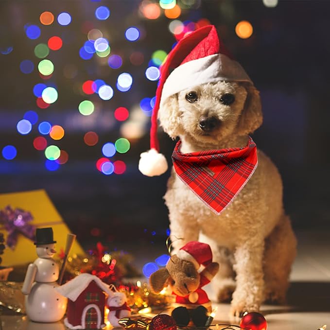 Elegant Little Tail Christmas Dog Bandana - Holiday Bandanas for Small, Medium, Large Dogs - Soft, Washable, Adjustable Square Scarf Kerchief for Girls and Boys