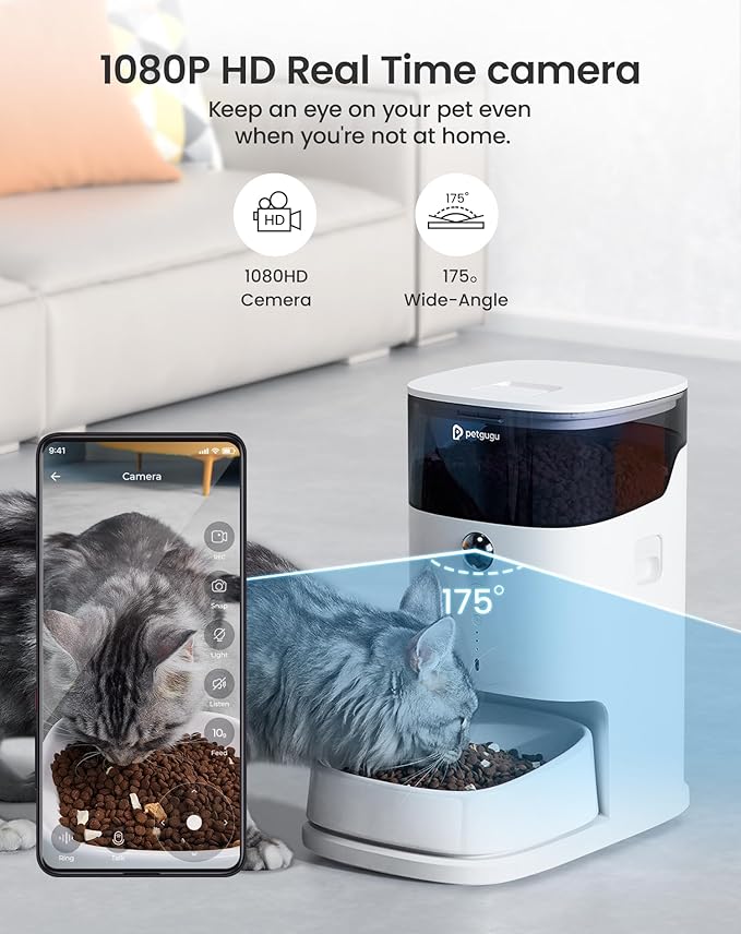 Automatic Pett Feeder with Smart Pet Water Fountain, 3.5L Timed Cat Dog Food Dispenser with App Control, Handmade Ceramic Bowl & 2.5L Cat Water Fountain for Drinking, Feeder and Water Fountain