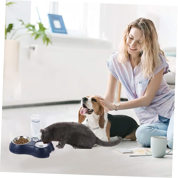 BESPORTBLE 1set Automatic Pet Feeder Dual Bowls for Cats and Dogs Non- Design Easy to Food and Water Dispenser for Busy Pet Owners Stylish Home Decor