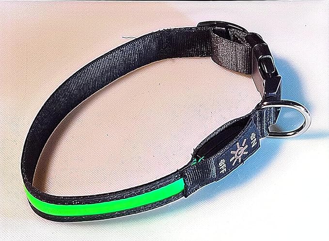 Glow Fetch It! HD Ultra Bright LED Safety Dog Collar, Adjustable, USB Rechargeable with 3 Modes, Water Resistant, Extremely Durable and Easy to Clean (Green, Medium)