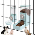 Hanging Automatic Pet Food and Water Dispenser, Auto Gravity Rabbit Ferret Bunny Hedgehog Feeder Water Dispenser Sets, Cat Dog Food and Water Dispenser Food Bowl for Cage Hanging (Light Blue)