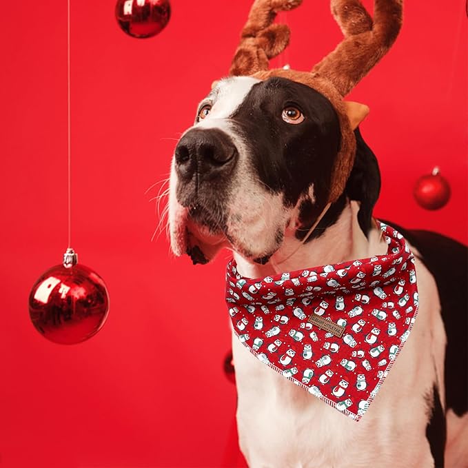 Elegant Little Tail Dog Bandana for Christmas - Holiday Bib Scarf, Soft Washable Square Kerchief, Adjustable for Small Medium Large Dogs