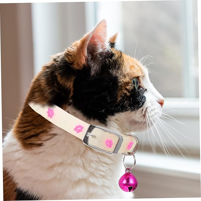 YARNOW 3pcs Fluorescent Pet Collar Nighttime Glow Safety Neck Strap for Cats Dogs Fish Bone Paw Prints Footprints Designs Random Colors