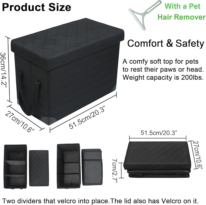 GJEASE Car Back Seat Extender for Large Dogs up to 200lbs,Dog Car Back & Front Seat Extender with Storage,Pets Can to Have The Whole Front/Back Seat to Stretch Out and Nap On Trips