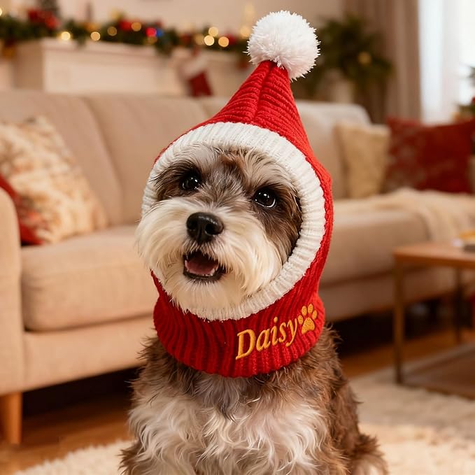 Custom Dogs & Cats Santa Hat, Personalized Santa Cap for Puppy, 2025 Christmas Hats for Dog & Cat, Xmas Party Hat for Small Medium Large Dogs Cats