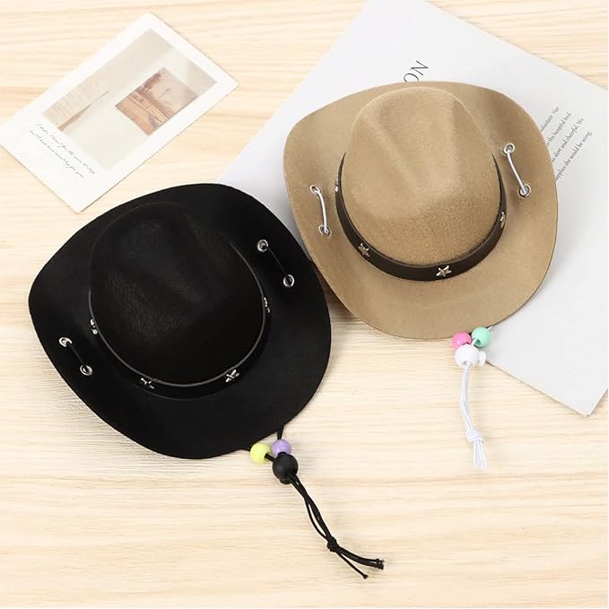 Dog Cowboy Hat and Bandana Scarf Dog Cat Sombrero Puppy Hat Dog Cat Costume Cosplay Cap Puppy Pet Dog Cat Holiday Pet Party Decoration (Khaki)
