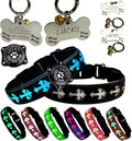 Pet Collar with AirTag Holder and ID Tag, 15 Lighting Modes, Waterproof Cross Pattern Design, Multiple Colors (Black, M(11.8-15.7"))