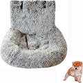 Dog Car Seat with Seat Belt Car Seat Dog Bed, Furry Safety Seat for Large and Small Dogs, Travel Pet Bed with Thick Cushions (Gradient Brown, 72×60cm)