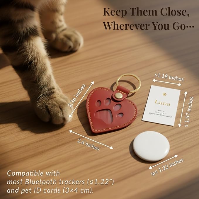 Pet Memorial Keychain – Heart Leather Keepsake for Dog & Cat Lovers, Single & Gift Set, Paw Print Heart