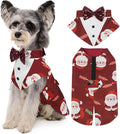 Kuoser Christmas Dog Tuxedo Dogs Suit and Bandana Set, Santa Claus Doggy Christmas Outfit Adjustable Pet Xmas Costume with Bow Tie for Large Medium Small Dogs Golden Retriever Samo Bulldogs, Red S