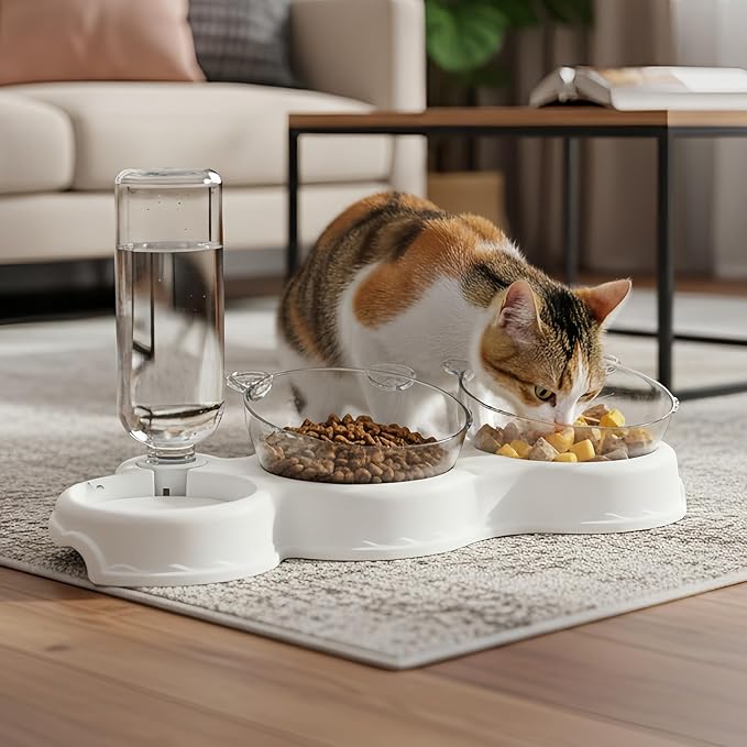 Dog Waterer Bowl - Automatic Waterer for Pets with Food Bowl | Pp+pc Durable Material, Easy Fill Design with Large Capacity, Suitable for Small Medium Large Dogs Cats Kittens Bunnies Indoor Daily Use