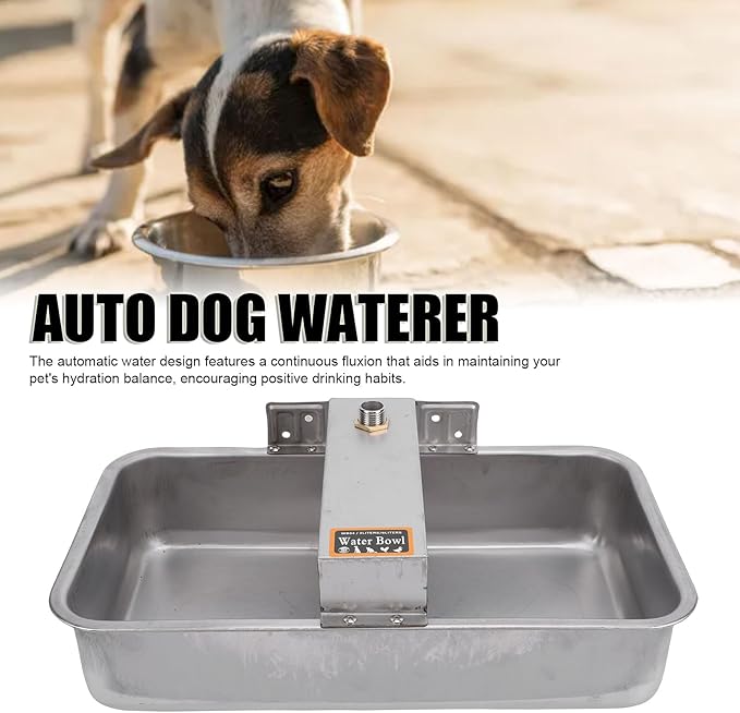 Asixxsix Automatic Dog Water Dispenser, Stainless Steel Large Dog Water Bowl Dispenser, 13.39x8.86inch Pet Waterer Feeder for Cats Livestock Chicken Small Animal