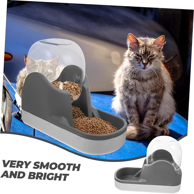 1pcs Cat Water Dispenser Large Capacity Automatic Gravity Pet Feeder for Dogs and Cats Bite-Resistant and Shatter-Resistant Plastic Easy to Clean and Removable Bowl Stylish Grey