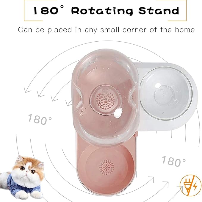 2 In1 Automatic Cats Dogs Water Dispenser Pet Food Bowls Set,No-Spill Dog Water Bottle & Dish Detachable Transparent Pet Feeder for Small Medium Size Dog Cat 2.8L