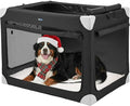 Veehoo Large Dog Crate for Indoor Outdoor, Portable Collapsible Travel Dogs Crate, 42 Inch Soft Foldable Pet Kennel with 4-Door Mesh Windows