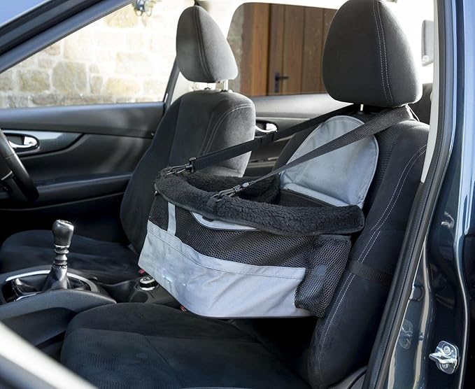 Pet Small Dog Car Booster Seat Road Trips Travel with Padded Base & Tether Clip