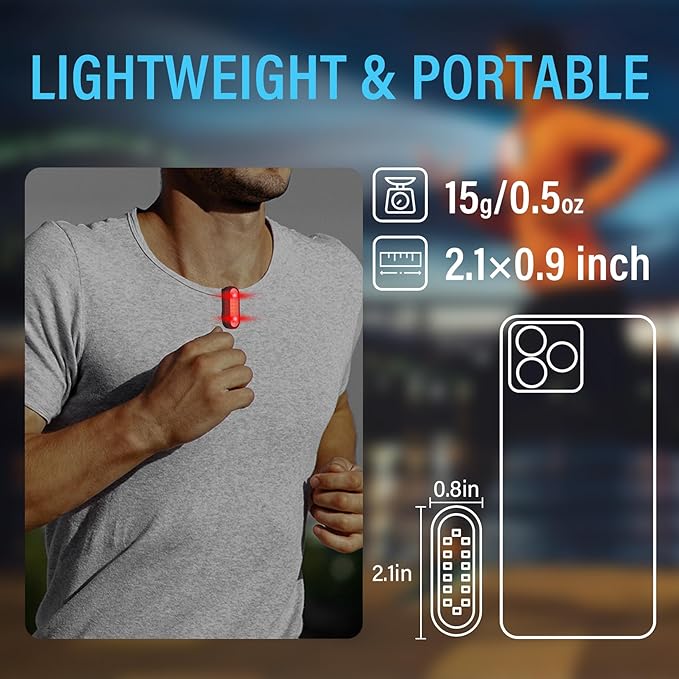 Yaklim Running Light, 2 Pack Clip on Flashlight for Runners Rechargeable Safety Lights for Walking at Night Hands Free Emergency LED Flashlight Work Light Warning Flashing Camping Hiking Walking Dog