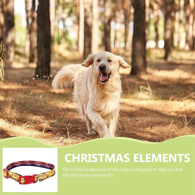 Mipcase Christmas Dog Collar Adjustable Soft Xmas Puppy Collar with Quick Release Buckle M Size Christmas Yellow for Small Dogs and Kittens