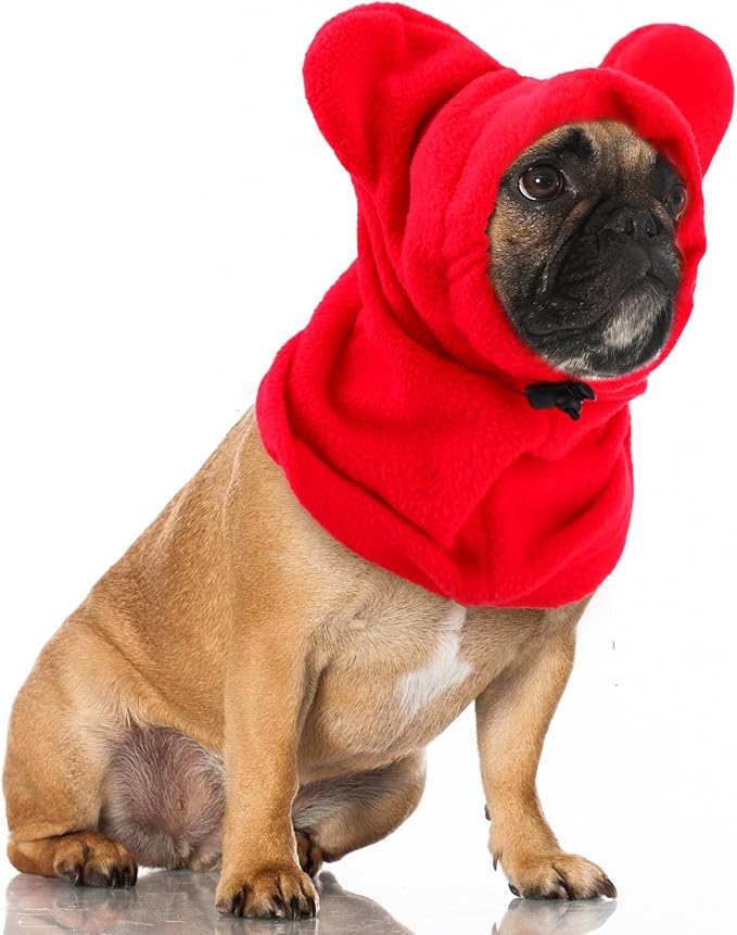 Winter Dog Hats Quiet Ears for Dogs Ear Muffs Pet Neck Warmer Scarf Hoodie Noise Protection Cover Beanie Head Wrap Costume for Pet Dog Cats(Red,L)