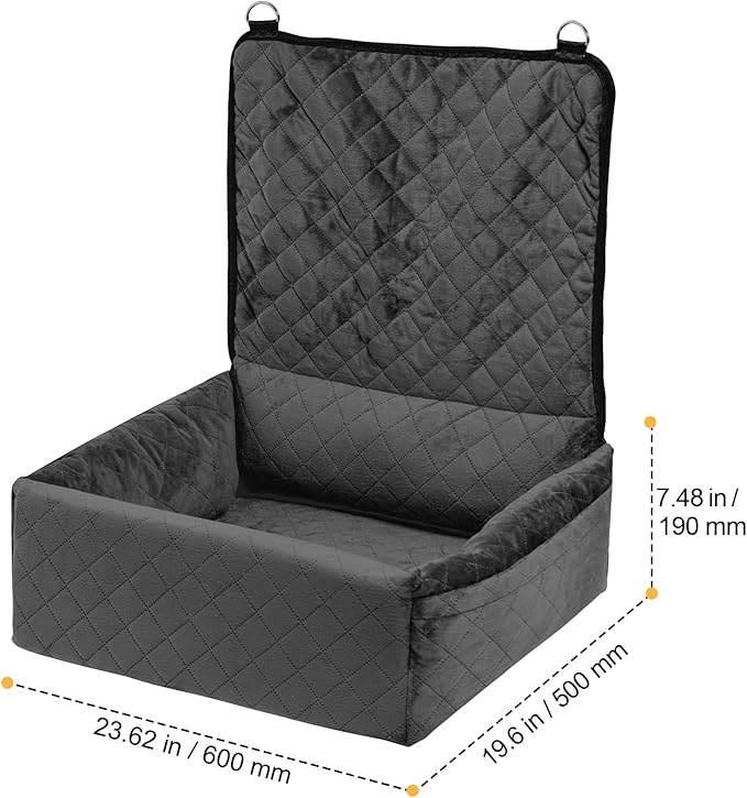 Happybuy Dog Car Seat, Dog Booster Seat for Car with A Storage Pocket, Clip-On Safety Leash, Sponge and PP Cotton Filling, Dog Car Bed for Small & Medium Dog up to 40lbs, Black