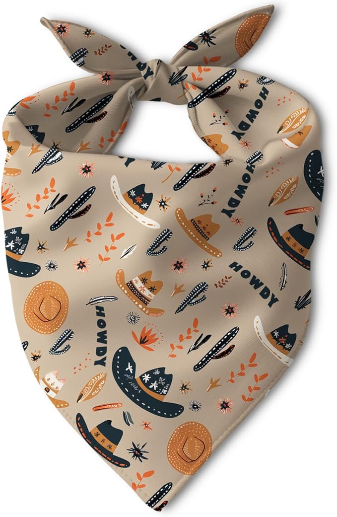 Western Dog Bandanas, Cartoon Cowboy Dog Scarf, Accessories for Medium Large Dogs