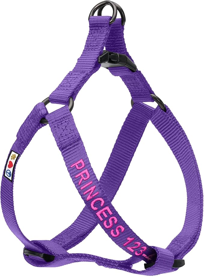 Pawtitas Personalized Dog & Puppy Harness Extra Small Purple Custom ID Tag Adjustable No Pull Vest