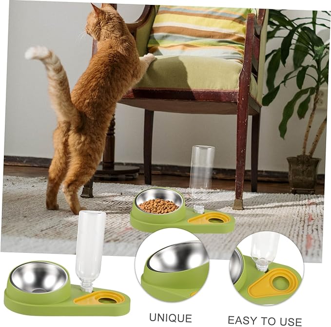 Happyyami Pet Automatic Feeder and Water Dispenser Non-Skid Design Pet Food Bowl with Capacity for Cats and Dogs -Refill System Material