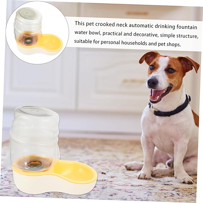 SUPVOX 1pc Automatic Pet Water Feeder for Dogs and Cats Cream Yellow Drinking Bowl Deepened Trough Easy to Suitable for Pets Water Dispenser
