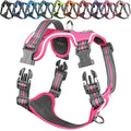 VIVAGLORY Dog Harness Easewalk No Pull Dog Harness with Handle Front Clip & Back Clip for Training Walking Lifting, No Pull Adjustable Easy On Padded Comfortable for Pet, M, Pink - Patterned